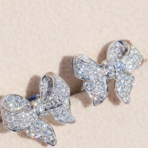 Stud Earrings 925 Silver White Sapphire - Picture 2 of 5